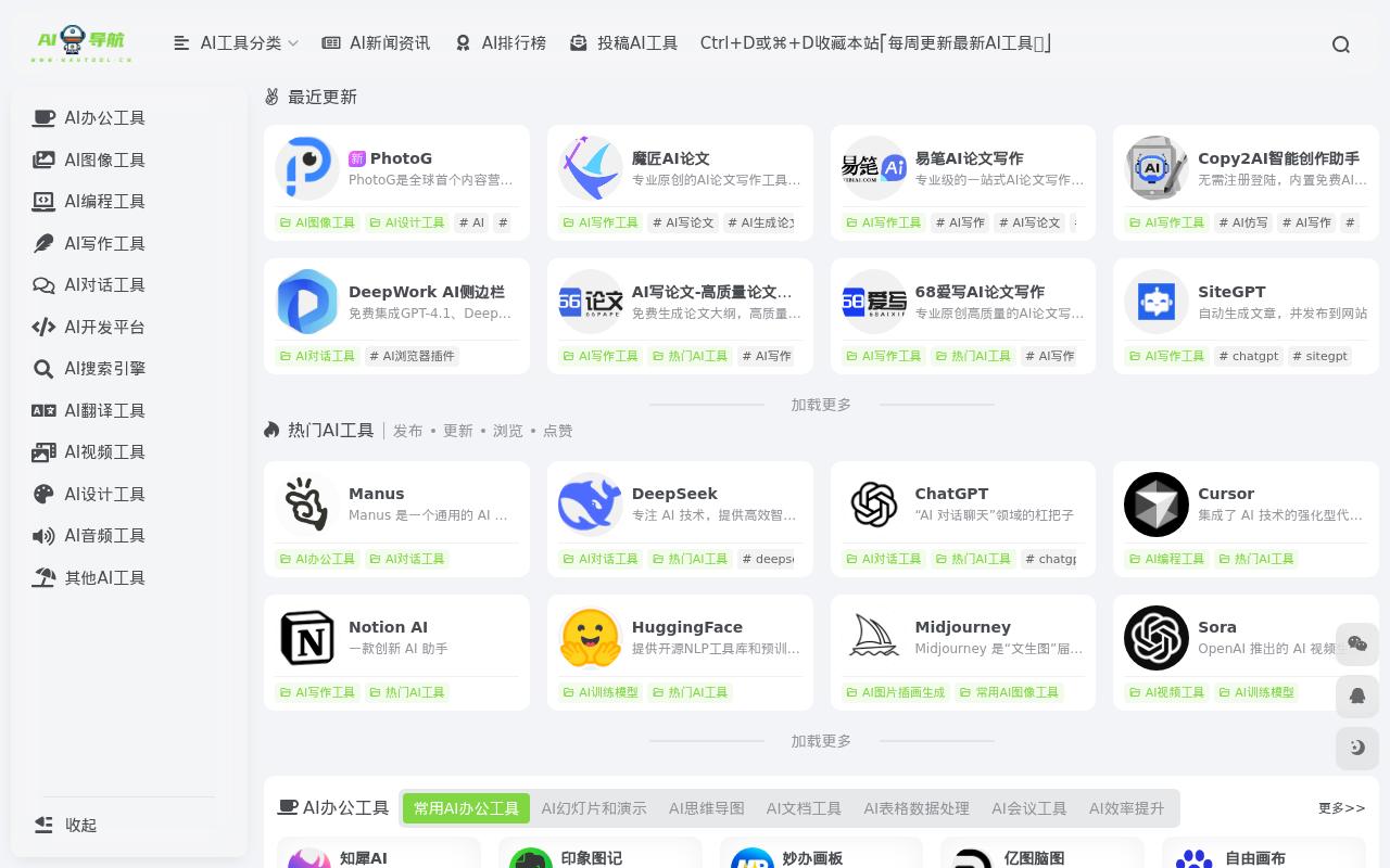 AI工具导航官网-全网最全AI合集网站-每周更新，覆盖10大领域3000+智能工具，您的云端AI军火库
