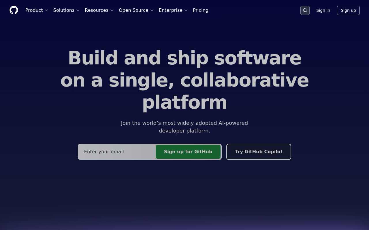 GitHub · Build and ship software on a single, collaborative platform · GitHub