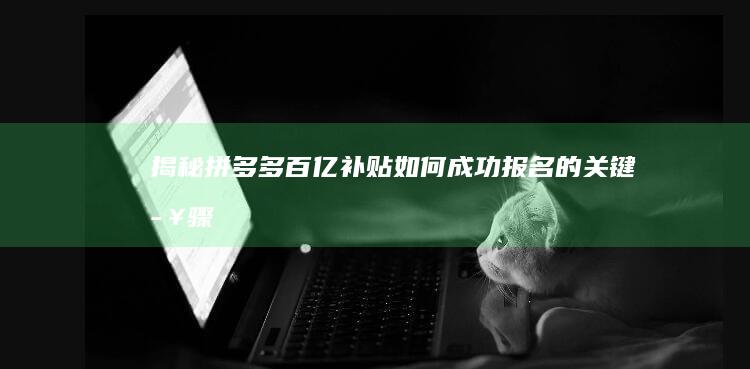 揭秘拼多多百亿补贴如何成功报名的关键步骤